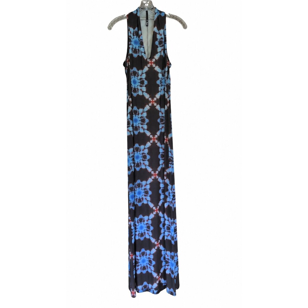 Deborah Viereck Vodka Maxi Slip Dress Resort M Blue Kaleidoscope Rare Print